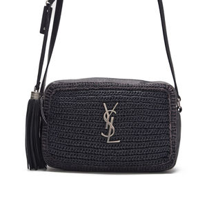 Saint Laurent Lou Camera Fringed Shoulder Bag Leather Black